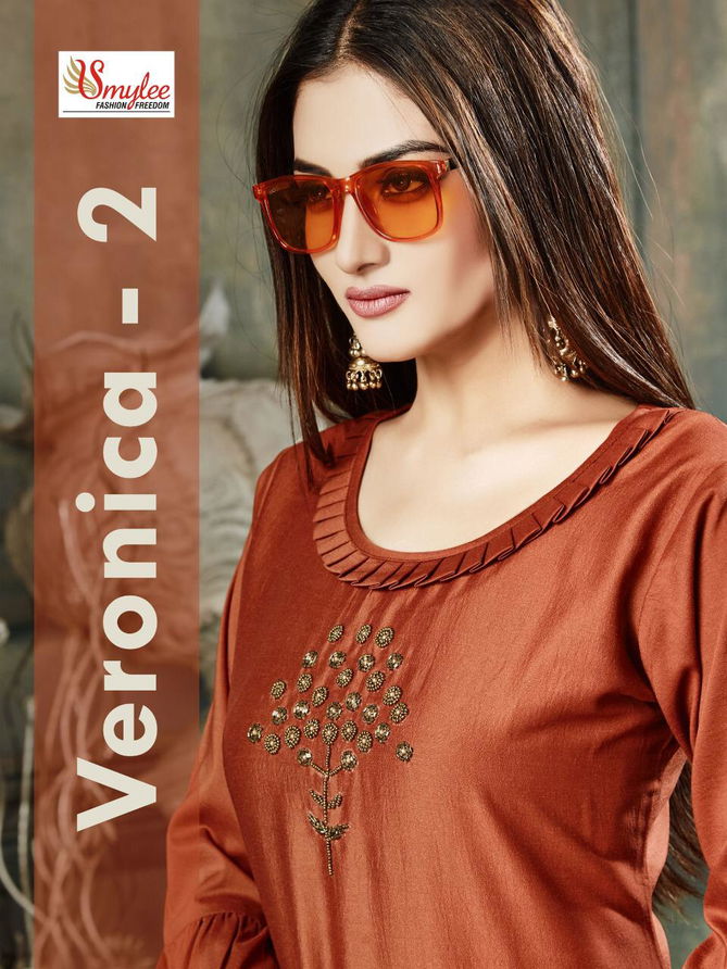 Smylee Veronica Vol 2 Latest Designer Party Wear Festive Handwork Kurtis With Plazzo Collection 