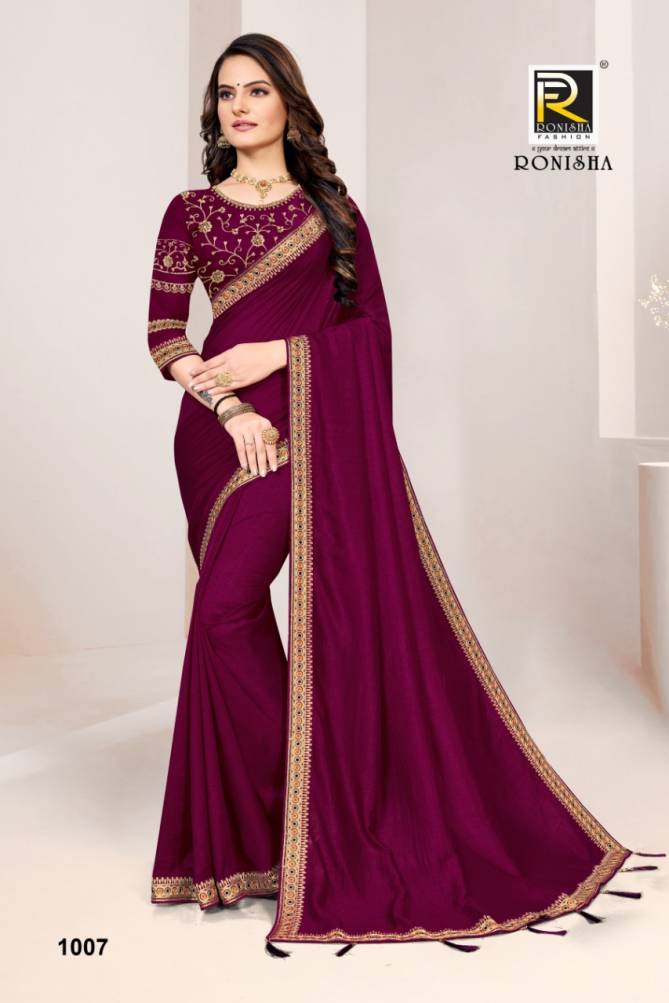 Ronisha Omkar Fancy Designer Party Wear Vichitra Silk Saree Collection
