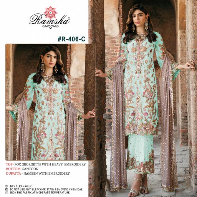Ramsha R 406 Nx Latest Festive Wear 	Georgette Pakistani Salwar Kameez Collection