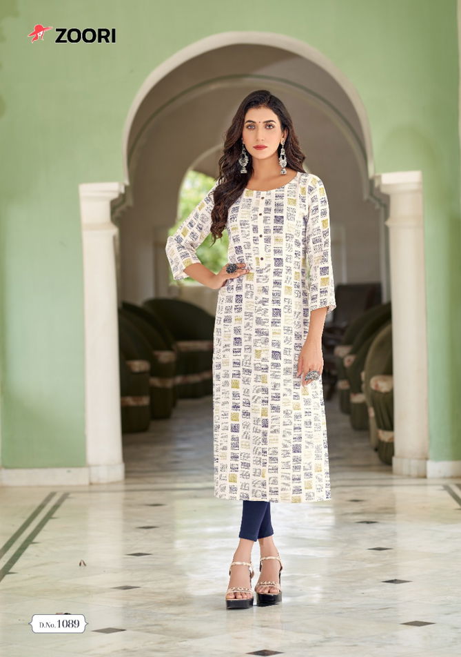 Zoori Akshara 15 Rayon Printed Regular Wear Latest Kurti Collection