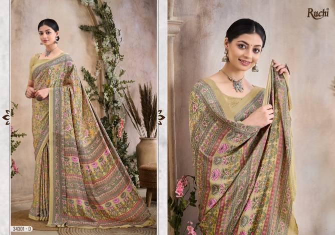 Vivanta Silk 36 By Ruchi Silk Crepe Printed Wholesale Sarees In India