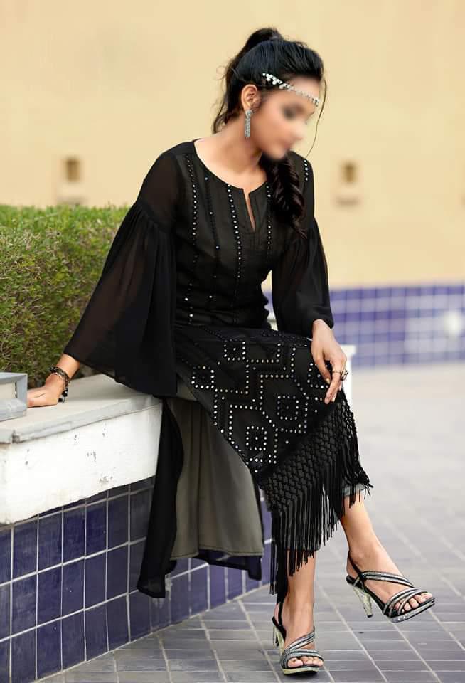 Hiba Studio LPC -24 Classy Metalic Collection Designer Tunic  with Beautiful  metalic embroidery  Embellished with handmade tassels paired with Designer Straight Cigarette pants