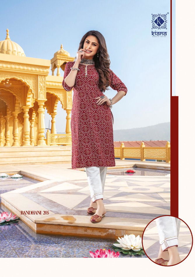 Kiana Bandhani 2 Latest Ethnic Wear Rayon And Cotton bandhani print Handwork Kurti With Bottom Collection