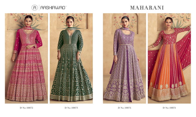 Maharani By Aashirwad Georgette Gown With Dupatta Wholesalers In Delhi