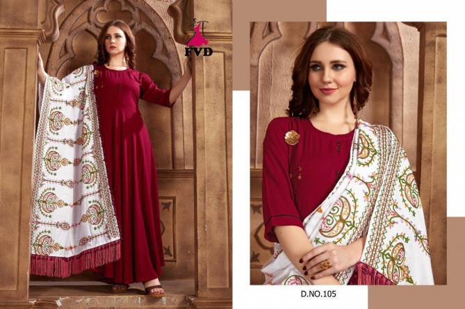 FVD Shalni Vol-1 Latest Designer Party Wear Full Long Gown Style Kurti With Heavy Work Dupatta Collection (Single 899/-)