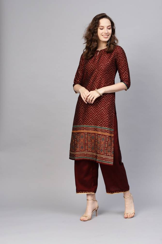 Era Pankh 3 Fancy Designer Ethnic Wear Cotton foil Printed Kurti With Bottom Collection
