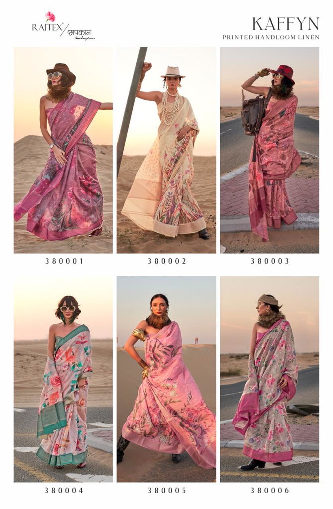 Kaffyn By Rajtex Printed Handwoven Linen Sarees Wholesale Market In Surat