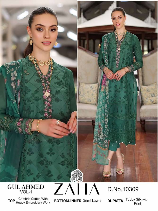 10309 Zaha Embroidery Cambric Cotton Pakistani Suits Orders In India