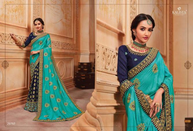 KALISTA SANGEET VOL-3 Designer fancy Wedding Wear Embroidered Work Pallu With Less Saree Collection