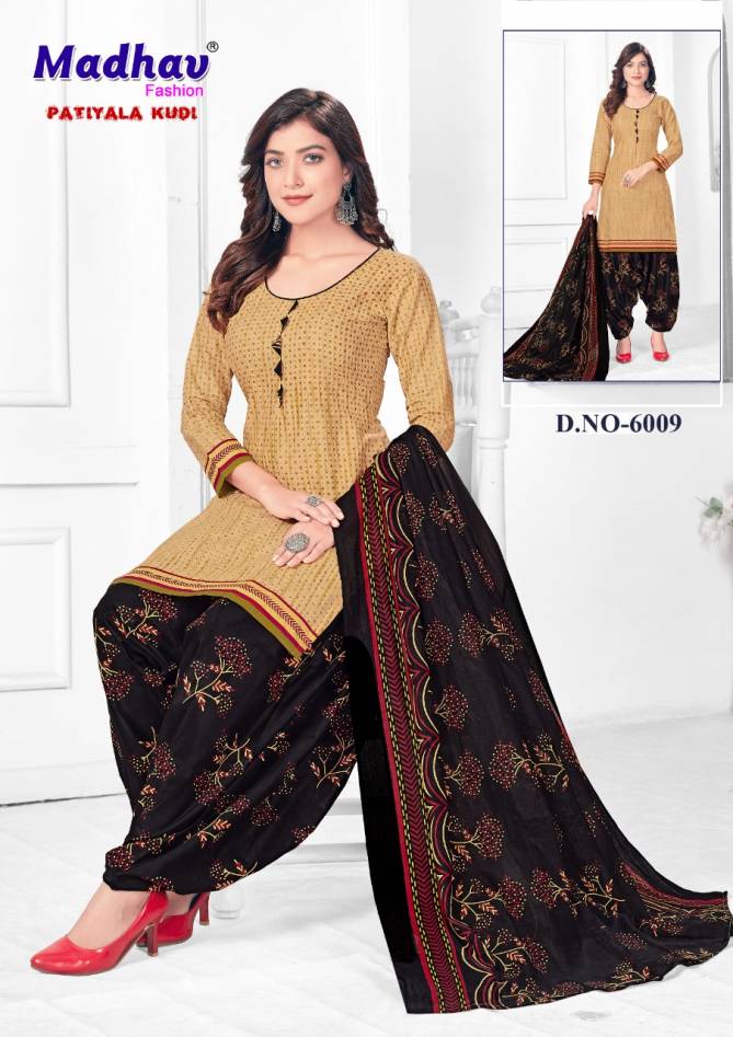 Madhav Fashion Patiyala Kudi 6 Cotton Printed Casual Wear Dress Material Collection
