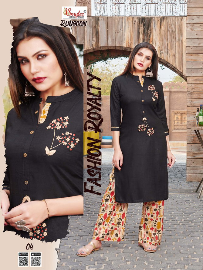 RUNG RUNGOON Fancy Regular wear Heavy plan Rayon With Hand Work Top With Palazzo Collection  