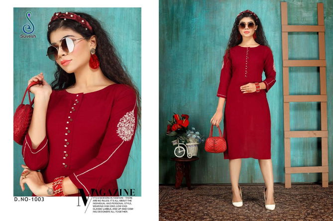 SUVESH ZUBEDA VOL-2 Fancy Casual Wear Rayon Slub With Embroidery Work Kurti Collection