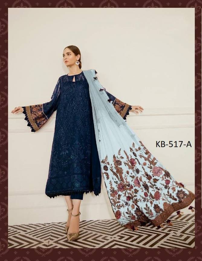 Kb Super Hit 517 Colors Latest Heavy Festive Wear Fancy Georgette  Embroidery Salwar Kameez Collection
