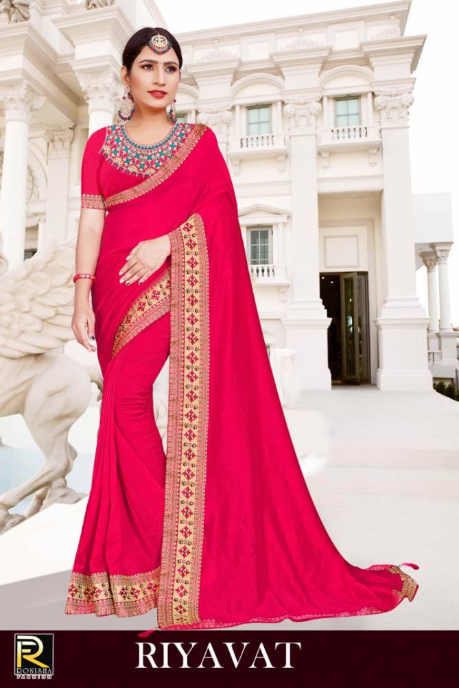 Ronisha Rivayat Fancy Designer Festive Wear Vichitra Silk Saree collection
