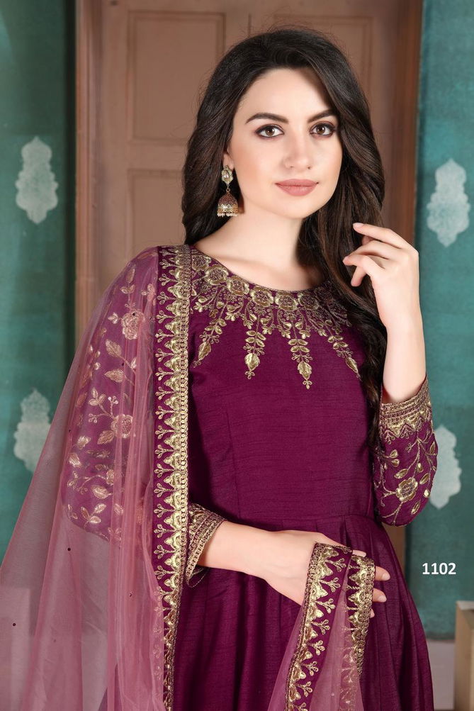 Aanaya Vol 111 By twisha Silk Gown With Bottom Dupatta Catalog