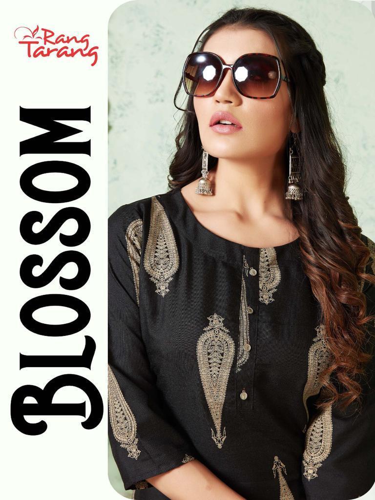 Rung Tarang Blossom Fancy Designer Casual Wear Kurtis With Bottom Collection
