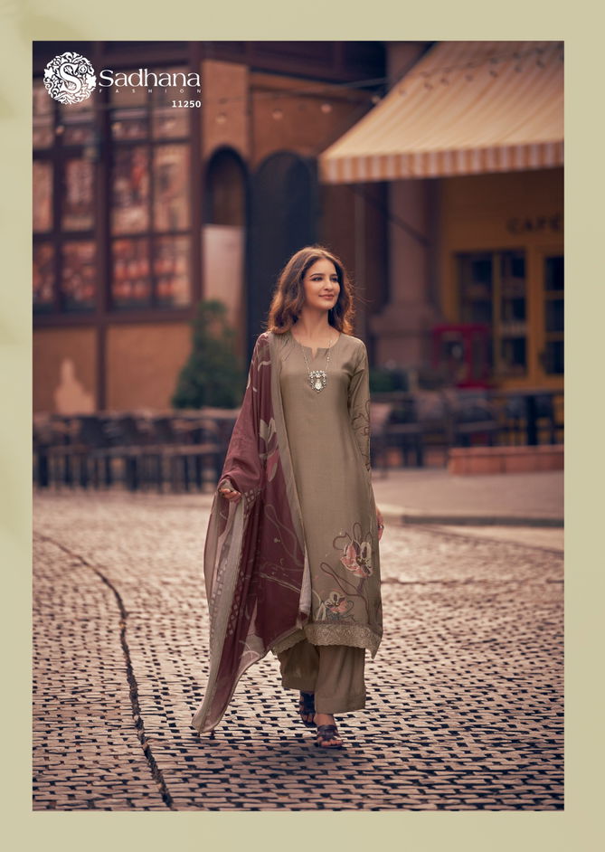 Zariya By Sadhana Shimmer Muslin Silk Digital Printed Dress Material Orders In India