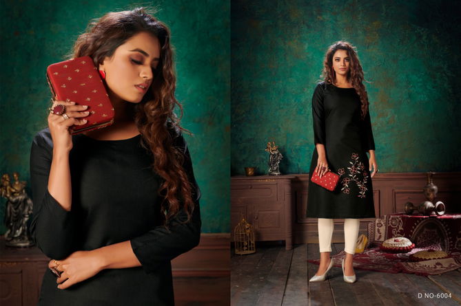 Nitisha Viva 6 Latest fancy Designer Casual Wear Long Heavy Soft Cotton Slub With Embroidery Work Kurtis Collection
