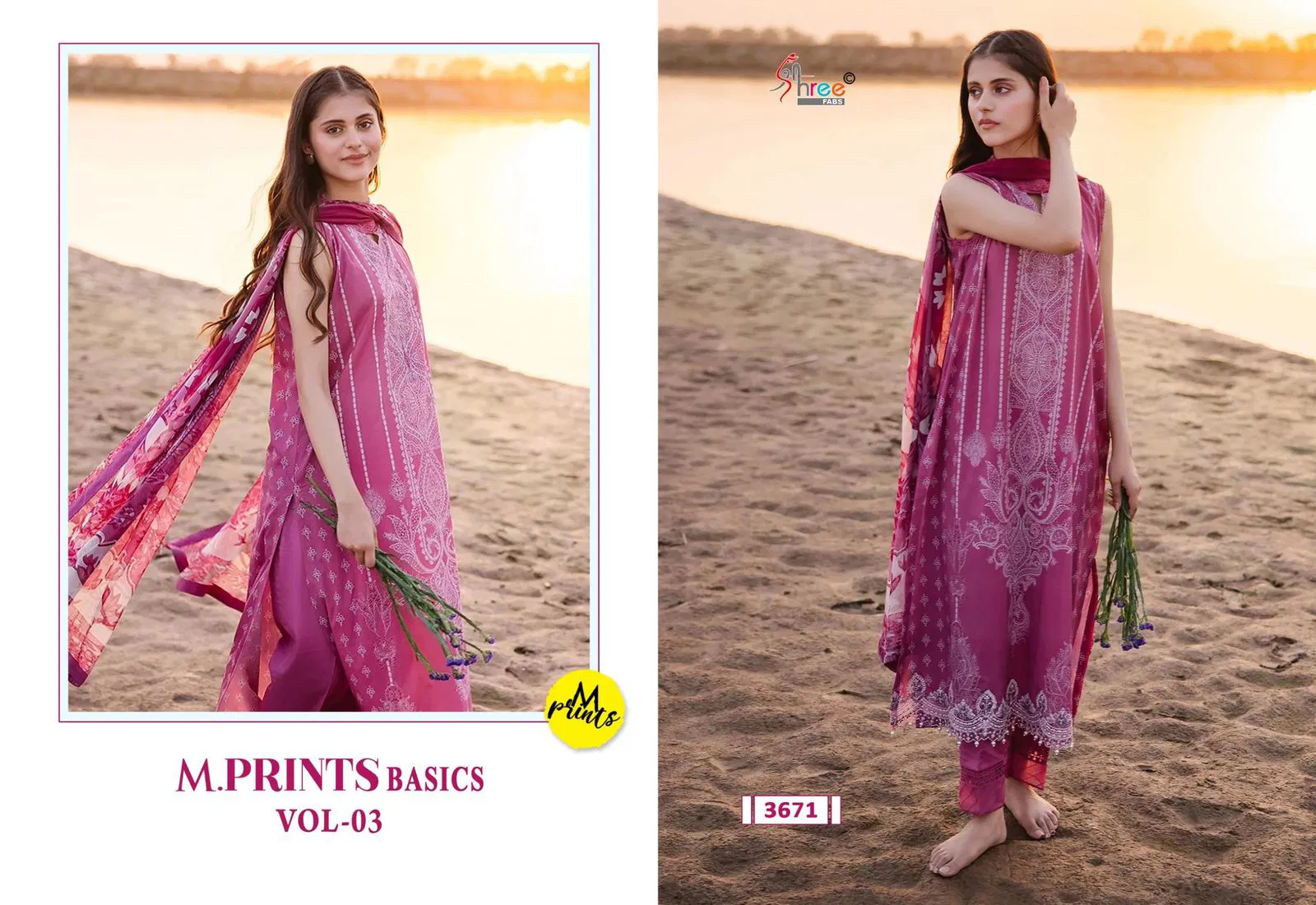 M Prints Basics Vol 3 By Shree Cotton Embroidery Pakistani Suits Wholesale Online