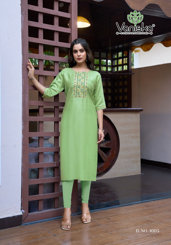 Five Star Vol 1 By Vaniska Vatican Silk Embroidery Kurtis Suppliers In India