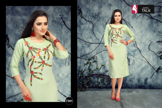 Ft Pinky Latest Fancy Designer Casual Wear Embroidery Designer Kurtis Collection
