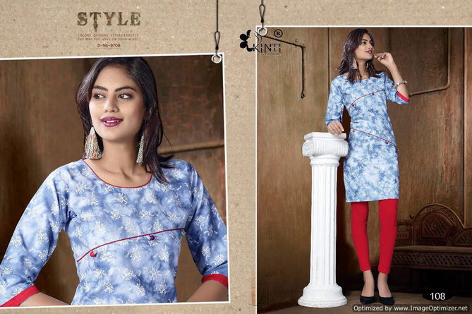 kinti ice cream Latest Designer Fancy Regular Denim Wear Kurtis Collection