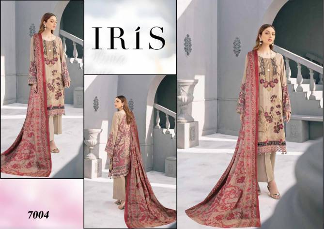 Iris 7 Printed Pure Cotton top With Mal Mal Dupatta Karachi Dress Material Collection
