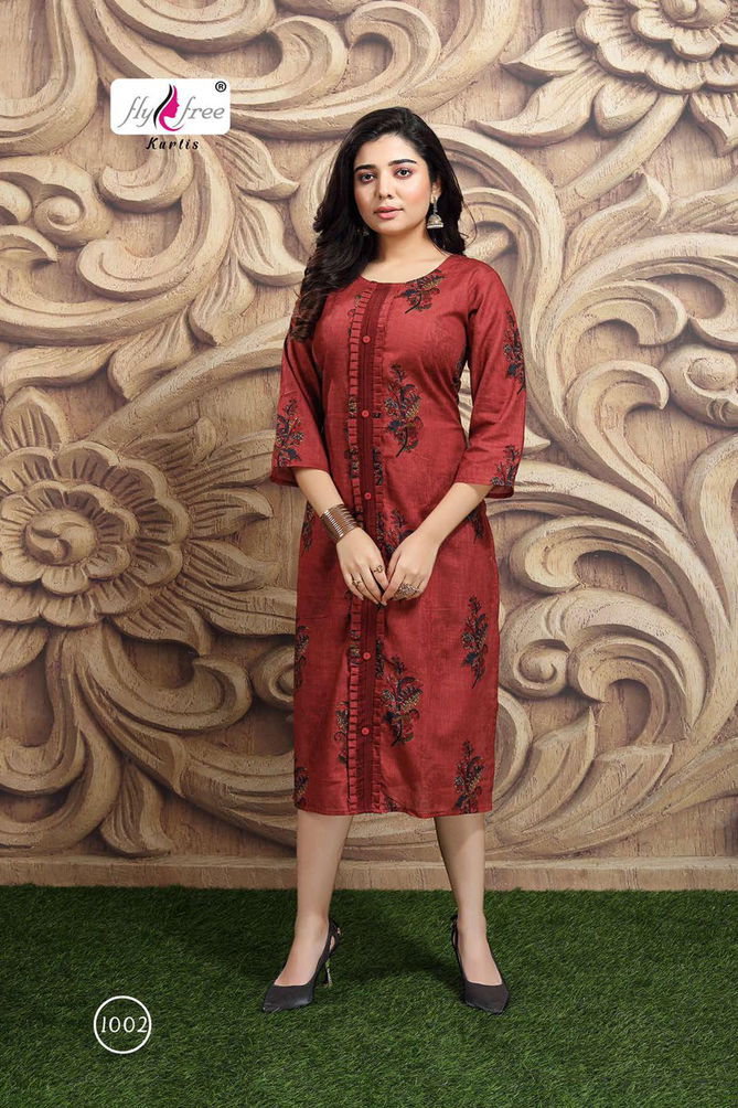 Fly Free Ranjhana Fancy Ethnic Wear Cotton Printed Anarkali Kurti Collection