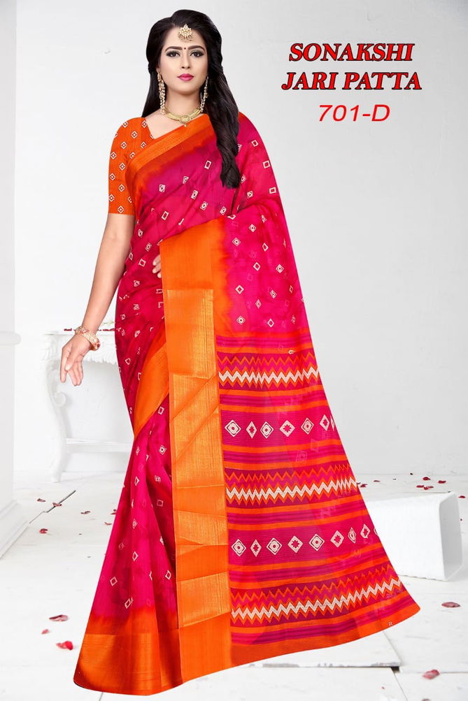 Sonakshi Jari Patta 701 Regular Wear Cotton Printed Designer Saree Collection