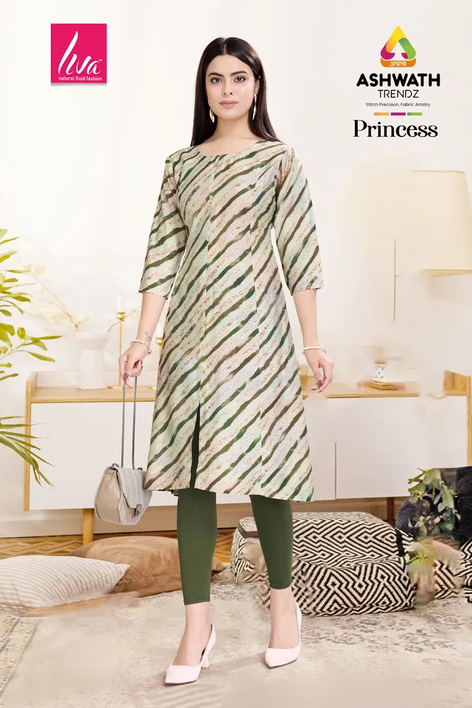 Princess Stylish Chanderi Foil Printed Kurti Wholesale Price In Surat