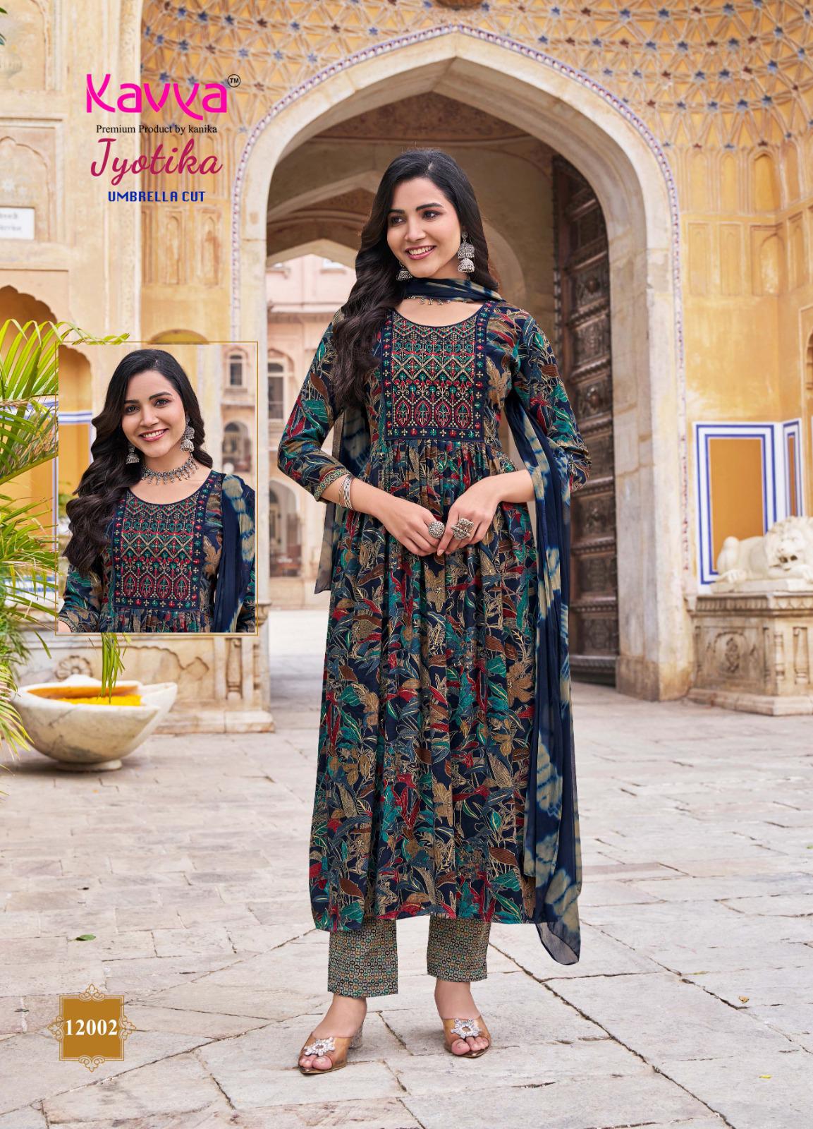 Jyotika Vol 12 By Kavya Foil Printed Kurti With Bottom Dupatta Exporters In India