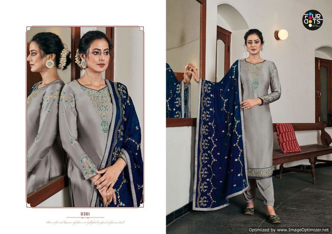 Four Dots Rivaaj Designer Modal Satin Embroidery Festive Wear Designer Salwar Kameez Collection
