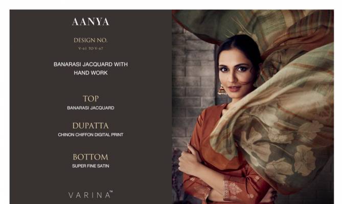VARINA AANYA V-61 Latest Fancy Casual Wear Banarasi Jacquard With Hand Work digital Print Salwar Suit Collection 