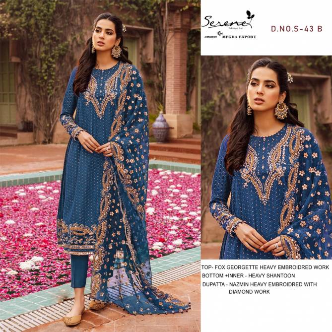 Serene S 43 Heavy Festive Wear Georgette Heavy Embroidery Pakistani Salwar Suits Collection