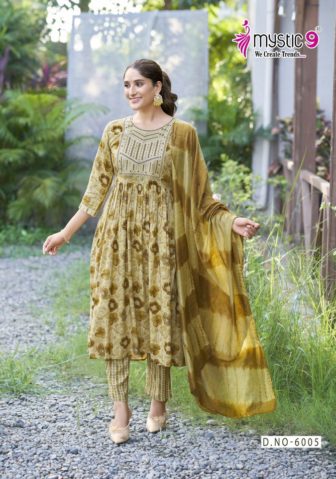 Shanaya Vol 6 By Mystic 9 Rayon Embroidery Kurti With Bottom Dupatta Orders In India