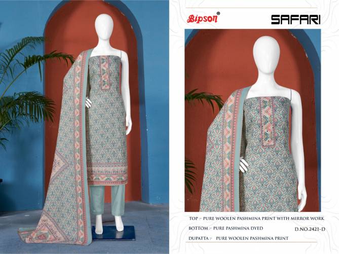 Bipson Safari 2421 Printed Wool Pashmina Dress Material
