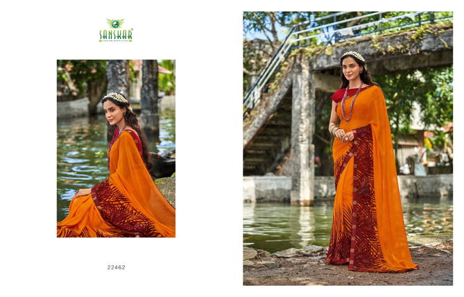 Sanskar Meera Georgette Printed Designer Ethnic Wear Fancy Latest Saree Collection
