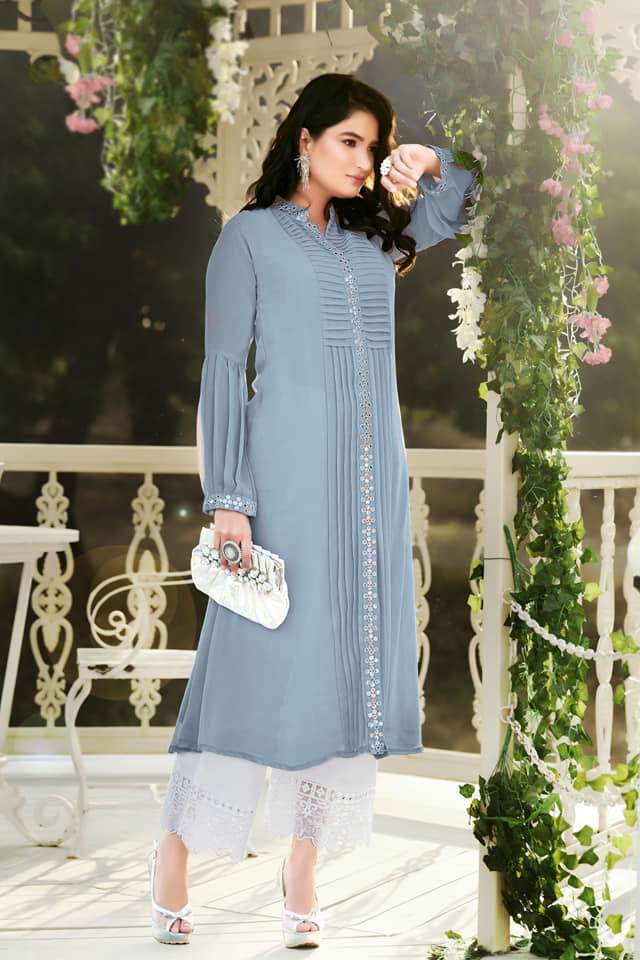 Tres Chic Collection Zs 20 Latest Designer Casual Wear Stylish Georgette Ready Made Plazzo Suit Collection The Ethnic World