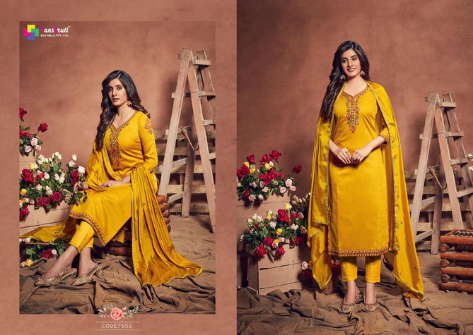 Sanskruti Gulshan Latest Fancy Designer Heavy Fancy Festive Wear Pure Jam Satin With Embroidery Work Designer Dress Material
