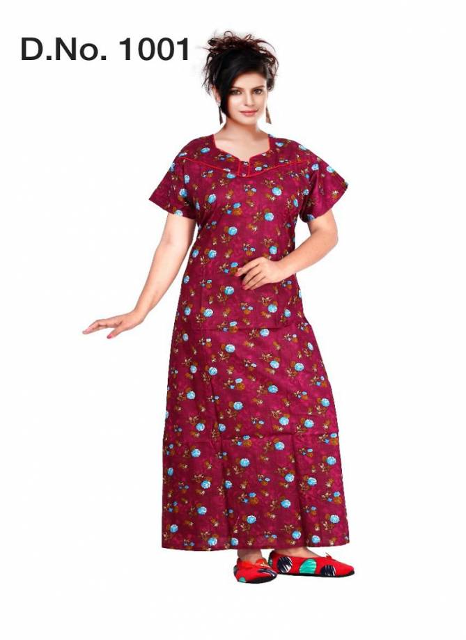 ft 1001 pure cotton latest fancy designer nighty collection 