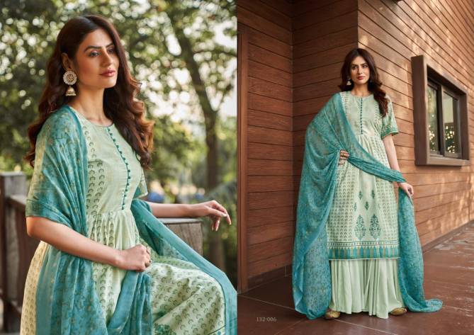 Jiyana Fancy Printed Designer Pure Lawan Fancy Print With Chiffon Kani Print Dupatta Dress Material Collection
