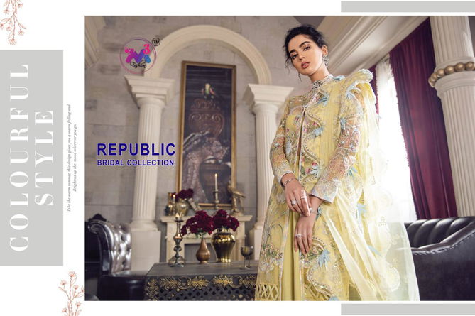 M3 Republic Bridal Coll Premium Fancy Festive Wear Heavy Net Butterfly Net Embroidered Salwar Suit Collection
