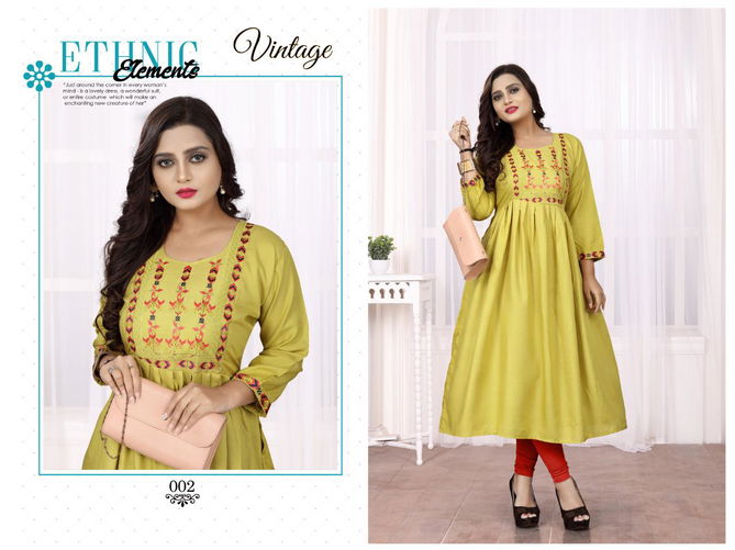 Aagya Vintage 2 Latest Fancy Ethnic Wear Designer Rayon Flair Kurti Collection
