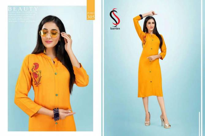 Ss Purvi Vol 3 Latest Designer Daily Wear Rayon Kurtis Collection 