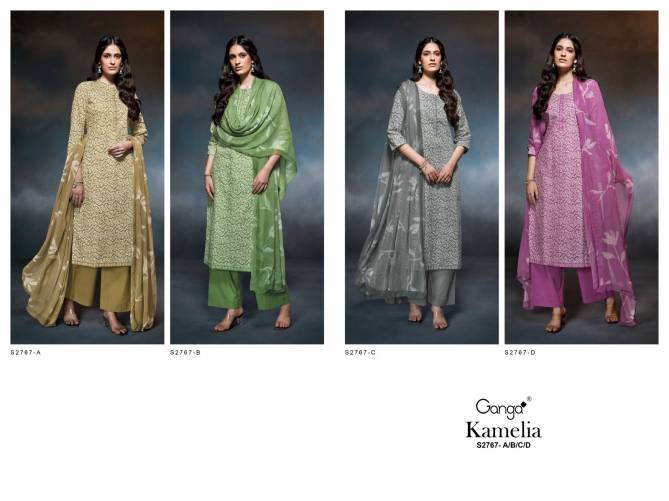 Kamelia 2767 By Ganga Premium Cotton Printed Dress Material Exporters In India