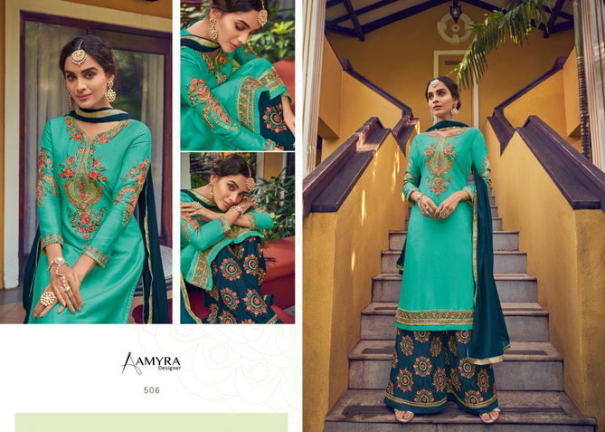 AMYRA GULZAAR VOL-2 Fancy Festive Wear Pure Jam Silk Cotton Heavy Embroidery And Balloon Sleeve With Fancy Diamond Work Salwar kameez Collection