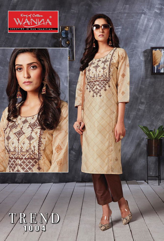 Wanna Trend Designer Latest Fancy Ethnic Wear Kurti With Jam Stain Pant Bottom Collection
