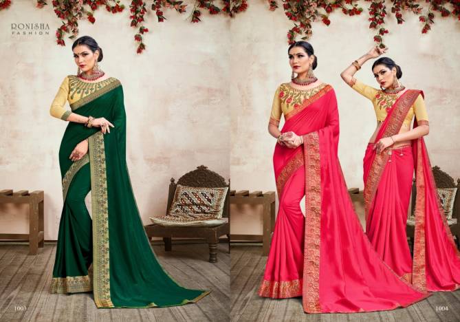 Ronisha Jhumki Fancy Designer Festive Wear Vichitra Silk Sarees Collection