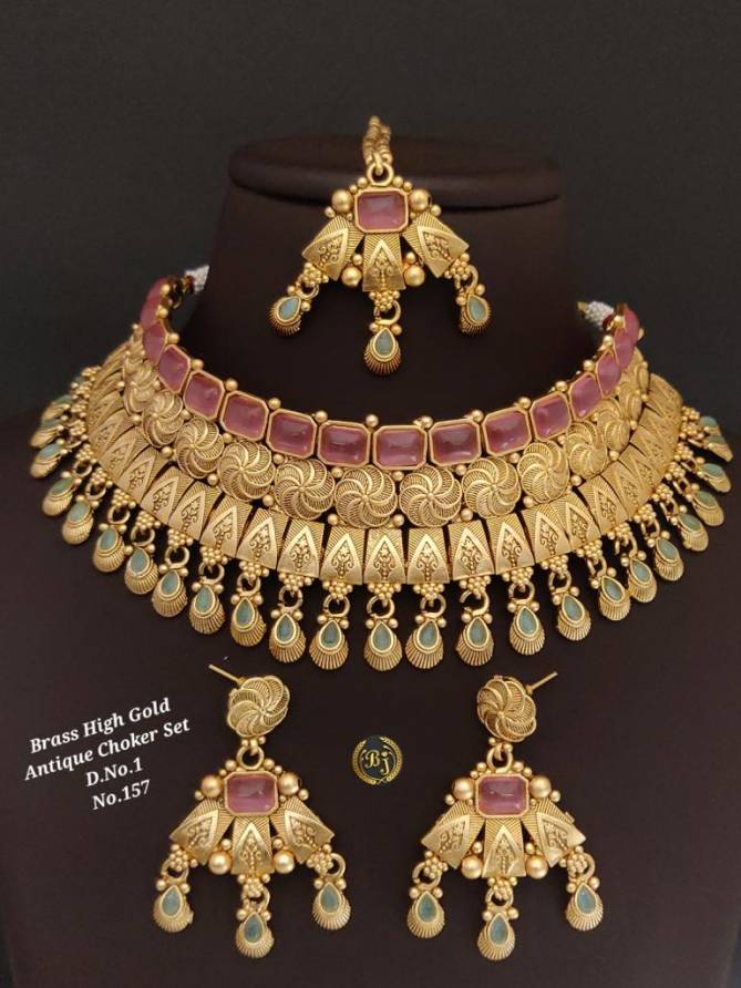 Wedding Wear Brass High Gold Choker Set Bridal Jewellery Catalog
