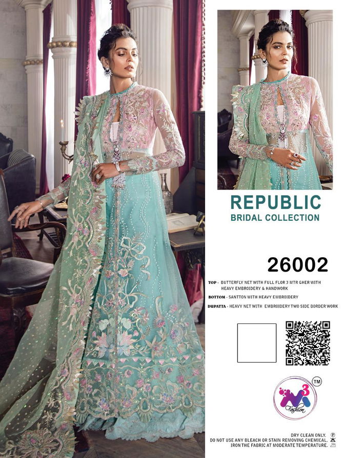 M3 Republic Bridal Coll Premium Fancy Festive Wear Heavy Net Butterfly Net Embroidered Salwar Suit Collection
